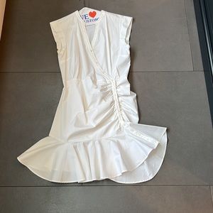 Veronica Beard ruched white sleeveless shirt dress with bell bottom size 10